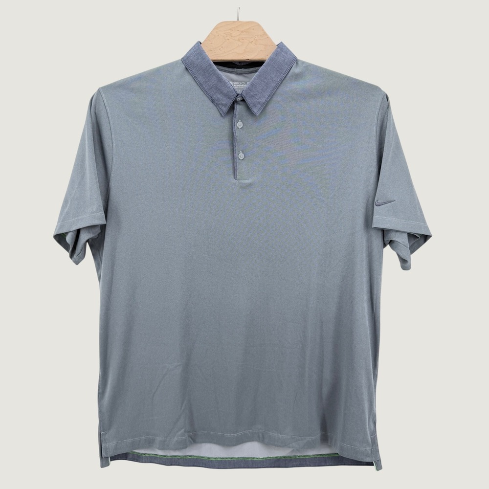 Nike Golf Polo Mens XXL Gray Dri-FIT Tour Performance Short Sleeve Chambray